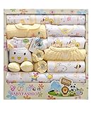 サンフラワー（SUNFLOWER） ベビー用服と小物　18点セット　便利　可愛い　プレゼント　ベビー新生児　出産祝い　綿100％ (ブルー) (イエロー)