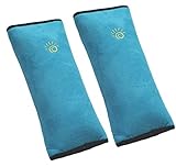 子供用 シートベルトカバー シートベルト枕 2個 セット キッズ ふわふわ 枕 ドライブ カーグッズ (ブルー)