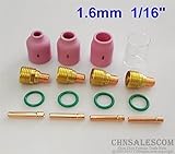 CHNsalescom 16本TIG溶接ガスレンズTIG用セラミックノズル＆パイレックスカップキット WP-9/20/25 1/16" 1.6mm