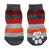 犬用靴下 PAWKS（パウクス） XL グレーストライプ 4個入り [並行輸入品]