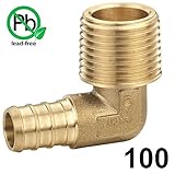 Pex 1 / 2インチBarbed x 3 / 4 " Male NPTねじエルボ継手90 100のバッグ/真鍮/ 1 / 2 " x 3 / 4 "