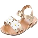(カエルフロッグ) 女の子　きれい　花柄　サンダル　赤ちゃん キッズ 履き心地 柔らか マジックテープ 滑り止め 可愛い　デザイン 女児　シューズ　ゴールド　12-18ヶ月に対応　夏