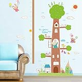Cartoon Animals Height Measurement Wall Stickers Growth Chart Removable Wall Decals Home Decor PVC A