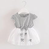 女の子の服 夏 リボンチュールワンピース Pojour 1-6歳キッズ用 子供かわいいドレス 綿 通気 黒(80cm)