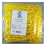 USA Strong Cable Ties. Tear-Away 6-Inch Tote Saver Nylon Zip Cable Ties (6" Bulk 1000 Pack, Yellow) 
