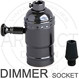 Metal Shell Medium Base Incandescent Vintage Light Socket Lamp Holder with Removable Dimmer Knob , G