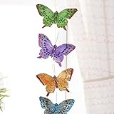 Feather Butterfly Garland - Colorful Glitter Artificial Butterflies on a String - Window Decorations