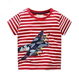 花千束　半袖　tシャツ　可愛い　子供服 おもしろ　航空機柄　トップス　キーズ服　夏　フォーマル　お出かけ　通学　通園 普段着　子供の日　プレゼント　80cm-130cm (18-24M（80CM）, 