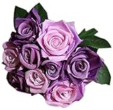 ブライダルBouquets、funpa 9頭手ブーケ人工フラワーパーティーローズブーケウェディングインテリア One Size パープル QX13916H644KYJ