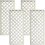 天然木製 格子ラティス 60cm×150cm×35mm 4枚セット ウォッシュホワイト WLL-6015-WHT