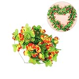 Seacan つるバラ 造花 2.3m インテリア 飾り 壁掛け 吊り下げ 観葉植物 ガーデニング 結婚式 お祝い 祭り 家庭装飾 窓装飾 パーティー グリーンホテル　 (オレンジ)