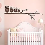 Battoo Owl Family Playing on Branchesビニール壁デカールステッカーの赤ちゃん保育園子供部屋D ¨ ¦ cor 22"h x57.5"w ブラウン MB421-34