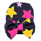 冬クリスマス新生児0－1歳ニット帽子 柔らか 可愛い 蝶々結び ニットキャップ ベビー 赤ちゃんクリスマスプレゼント 綿ファッション帽子　ストライプ花柄 防寒帽子記念写真 (H)