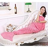 30 ファッションハンドメイドニットマーメイドテール毛布の温かみのある部分をかぎ針で編むマーメイドブランケット大人に投げベッドバッグ 180 cm * 90 cm 睡眠のラップ