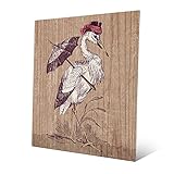 ファンシーGreat Heron – ブラウン:ヴィンテージVictorian図面のホワイトBird with傘とレディースEnglish Riding Hat壁アートプリント 20x24 GRU00