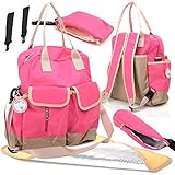 Babyhugs? 6pcs Fashion Mummy 4-way Nappy Changing Diaper Backpack Bag - Hot Pink by BabyHugs