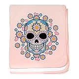 CafePress – カラフルなシュガースカル – スーパーソフトベビー毛布、新生児おくるみ ピンク 08749716216832E