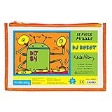 Mudpuppy (マッドパピー) キースへリング Keith Haring キッズ パズル 12ピース DJ Robot DJロボット 収納ポーチ付 POUCH PUZZLE 知育玩具