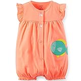 カーターズ（Carter's)2015年春夏 女の子用ネオンオレンジ水玉スマイルフィッシュさん半袖クリーパー (6months(61-67cm)) [並行輸入品]
