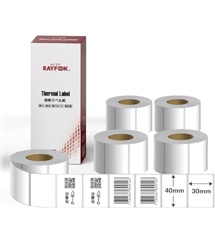 Amazon.co.jp: RAYFOOK 感熱ラベルシール 40×30mm 4000枚【800枚×5巻