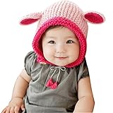 Meilleur reve(メイヤーリーブ)【耳まであたたか＆選べる2色】ベビー キッズ 赤ちゃん 帽子 男の子 女の子 子供 用 ふわふわ キュート 防寒 柔らか ニット 帽 耳あて ハット 出産祝