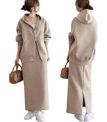 Amazon.co.jp: 2点セット フード付き レディース コート ロング