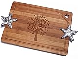 Chloe and Madison " Tree of Life "竹カッティングボードwithシルバーStafishデザインハンドル