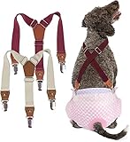犬おむつサスペンダー 犬用サスペンダー 2点セット 犬おむつ おむつウェアズレ防止サスペンダー 脱げない 皮フに優しい 長さ調整できる 3点留め 備品クリップ2個付き 犬用おむつサスペンダー