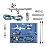 NUZAMAS 0.2mm / 0.3mm / 0.5mm汎用モデル、鉄道詳細DIYプロジェクトのためのプロフェッショナルダブルアクショントリガーエアーペイントコントロールエアブラシタトゥーモデル鉄道