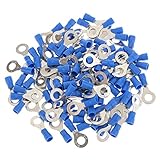 Lovoski 　100PCS　絶縁配線　6.4mm　リングコネクタ　電気圧着ケーブル端子　ブルー