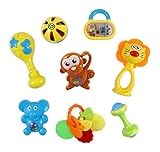 Animal Fun 8 Piece Baby Rattle and Teether Toy Play Set in Milk Botttle [並行輸入品]