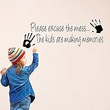 MLMSZ Please excuse the Mess Kids Decor Vinyl Wall Decal Quote Sticker Inspiration Living Room Decor