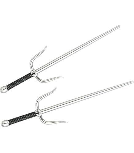 Amazon.co.jp: 武具 十手 48CM 黒メッキ 鉄製 釵 サイ 琉球古武術 武