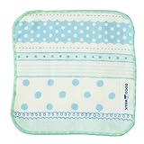 レースボーダー ガーゼパイルミニハンカチ　サックス