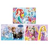 テンヨー(Tenyo) 【日本製】 チャイルドパズル ディズニー ディズニープリンセス 60・80ピース ステップアップ3点セットC こども向けパズル 抗菌コート おかたづけ専用カバー付き 4才以上