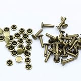 KUKU工房 両面カシメ レザークラフト材料 100組セット (頭6mmｘ足10mm, ライトゴールド)