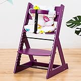 【人気ベビーチェア 笑顔のマジカルチェアー＋専用クッション (お得2点セット)】 木製椅子 安心強度の三角形ベース 高さ調節可能 ふかふかクッションセット (チェア：パープル色 クッション：アニマルピ