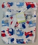 Baby Starters White Baby Blanket Airplane Helicopter by Baby Starters
