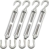 fogman ターンバックル ステンレス ワイヤーフック 固定金具 ワイヤーロープ 4本セット (M6 1フック1ループ)