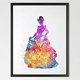 Dignovel Studios 11X14 Cinderella Disney Princess Watercolor Print Wedding Gift Fine Art Print Child