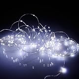 イルミネーションライト 電池式 リモコン付き LEDジュエリーライト 防水 防雨 8種類点滅パターン 結婚式飾り 七夕 クリスマスライト パーティー 庭屋外 100球 10m ホワイト TOPAIM 