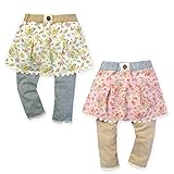 ベビー服 女の子 スカッツ ボトム UZULAND 小花柄 ジャガード天竺生地 レース ウッドボタン 女児 ベビー (2.ピンク/80cm)