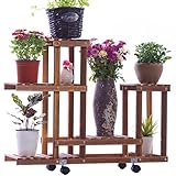 Plant shelf 木製フラワーラック、バルコニーフローリング木製スタンド、室内と屋外の花鉢、植物棚＆盆栽フレーム Flower racks