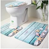 wchuang 3 Pieceノンスリップバスルームラグマットセット – フランネルBathmatと等高線Rugセット蓋カバー