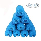 chrislz 100ピース使い捨て滑り止め耐久性Non Woven Fabric Shoe Covers 40*15cm ブルー CHRISLZ