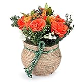 Louis Garden 麻縄小さなローズ　干し草造花 (オレンジ)