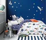 Cliab Space Bedding For Girls Queen Size Kids Duvet Cover Set 100% Cotton 5 Pieces [並行輸入品]