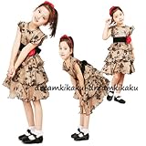 子供ドレス シルク調光沢素材がシックで上品ティアードスカート お子様ドレス ブラウン ((5) 95-105)