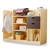 ランドセルラック ハンガーラック 本棚 引き出し キャスター付き ワイド 幅120cm type1 ナチュラル×ブラウン