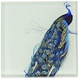 InspirationzStoreビンテージアート – ヴィンテージピーコックアート – 青と緑エレガントスタイリッシュなBird on Branch美しいTail Feathers – ホワイト –